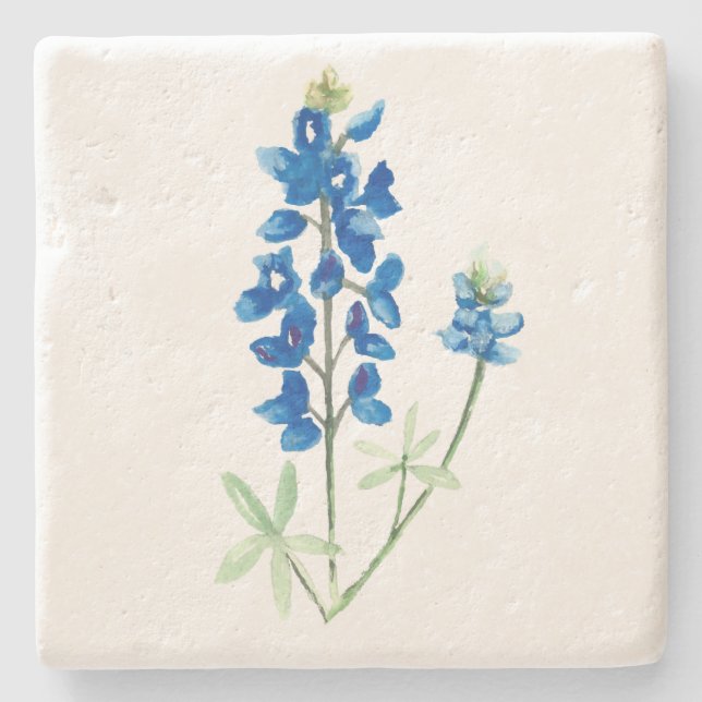 Watercolor Bluebonnet 6 Stone Coaster (Front)