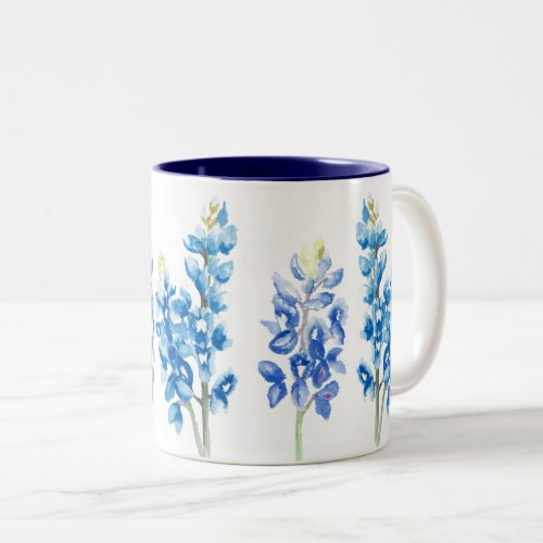 Watercolor Bluebonnet Flowers Two_Tone Coffee Mug