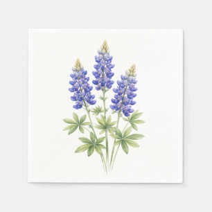 Watercolor Bluebonnet Texas Lupine Blue Floral Napkins