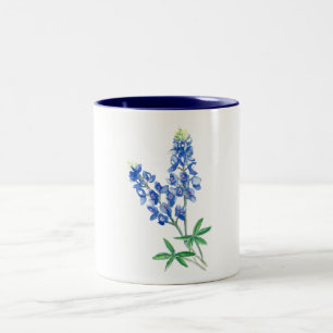 Watercolor Bluebonnets Two-Tone Coffee Mug