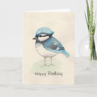 Watercolor Bluejay Birthday Card