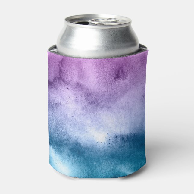 Watercolor Blues and Purples - All Options Can Cooler (Can Front)