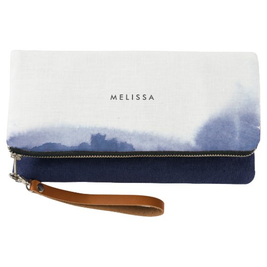 Watercolor Blues Name Clutch