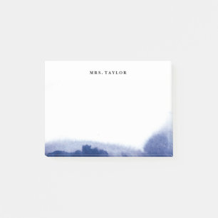 Watercolor Blues Personalized Post It Notes