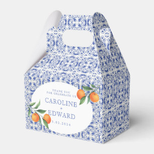 Watercolor Bluetile Mediterranean Wedding Favor Boxes