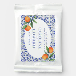 Watercolor Bluetile Orange Mediterranean Wedding Margarita Drink Mix