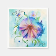 Watercolor Blumen Wiese blue background