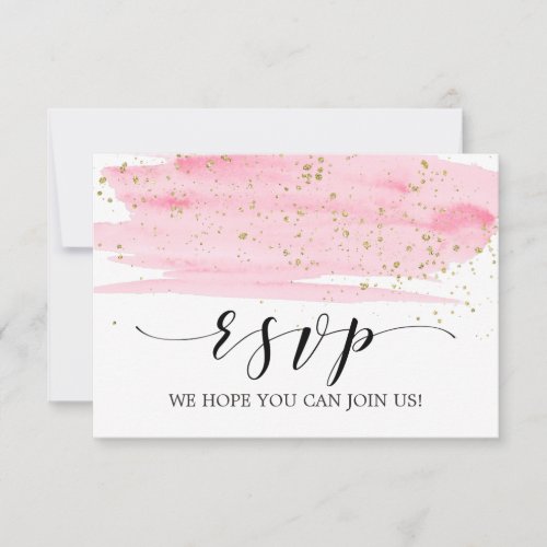 Watercolor Blush and Gold Song Request RSVP Card