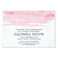 Watercolor Blush and Gold Wedding Reception Insert Card