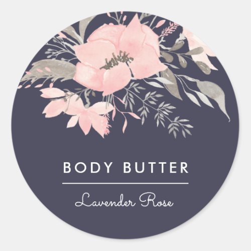 Watercolor Blush and Navy Product Business Classic Round Sticker