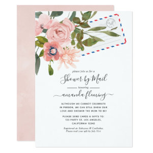 Watercolor Blush and Rose Gold Baby Shower by Mail Invitation