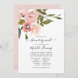 Watercolor Blush and Rose Gold Baby Shower by Mail Invitation