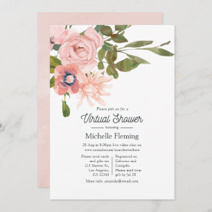 Watercolor Blush and Rose Gold Virtual Baby Shower Invitation