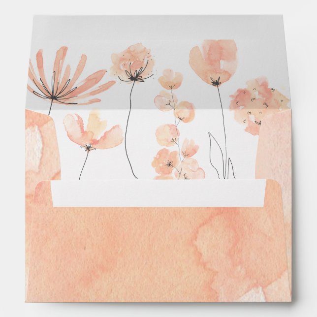 Watercolor Blush & Blooms Floral Peach Invitation Envelope (Back (Bottom))