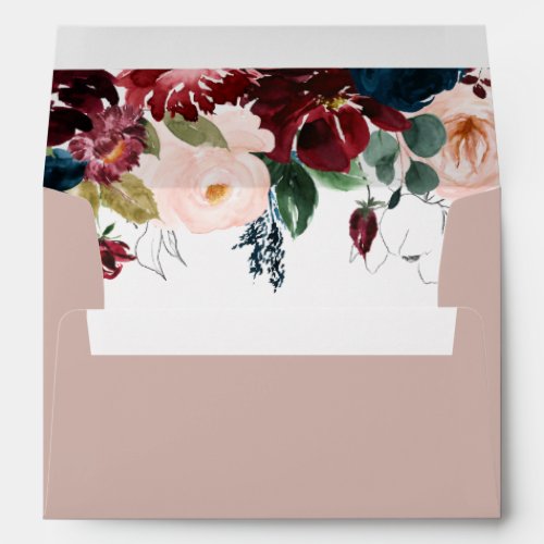 Watercolor Blush Fall Wedding Invitation Envelope