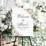 watercolor blush floral bridal shower welcome sign<br><div class="desc">beautiful blush pink watercolor flowers and black text. The text and colors on this sign poster can be edited.</div>