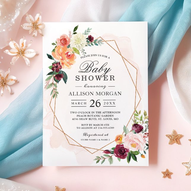 Watercolor Blush Floral Girl Baby Shower Invitation (Creator Uploaded)