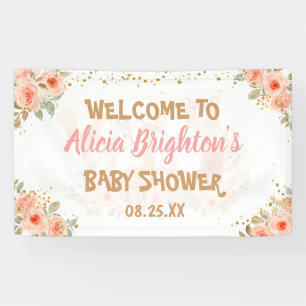 Watercolor Blush Floral Girly Woodland Baby Shower Banner