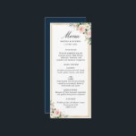 watercolor blush floral gold frame wedding menu<br><div class="desc">modern gold frame design. Elegant watercolor roses with pink blush color. You can personalize the text and colors.</div>