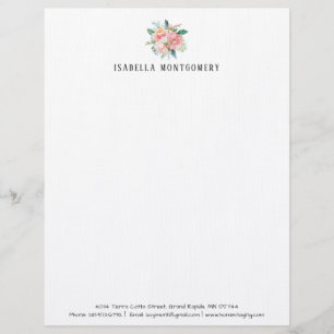 Watercolor Blush Floral Letterhead Personalized