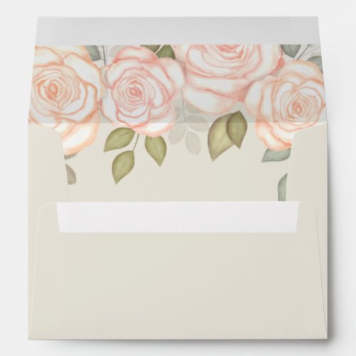 Watercolor Blush Floral Sage Greenery Wedding Envelope
