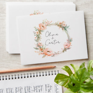 Watercolor Blush Floral Wedding Envelope