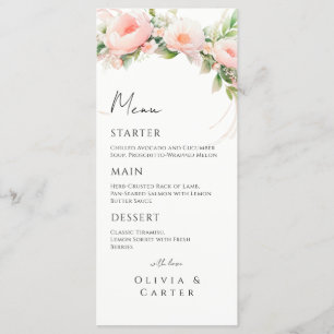 Watercolor Blush Floral Wedding Menu