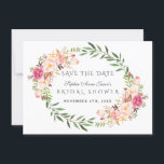 Watercolor Blush Floral Wreath Bridal Shower Save The Date<br><div class="desc">Rustic watercolor pink blush flowers wreath card design. It features gorgeous pink watercolor flowers wreath. Use Personalize tool to add your info. For matching items,  please,  visit my Rustic Pink Blush Floral Collection.</div>