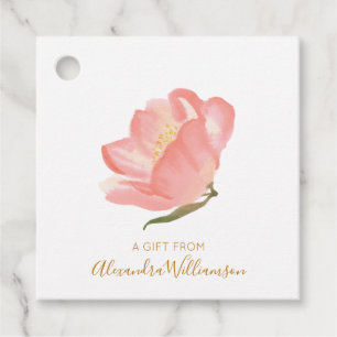 Watercolor Blush Flower Personalized A Gift From Favor Tags