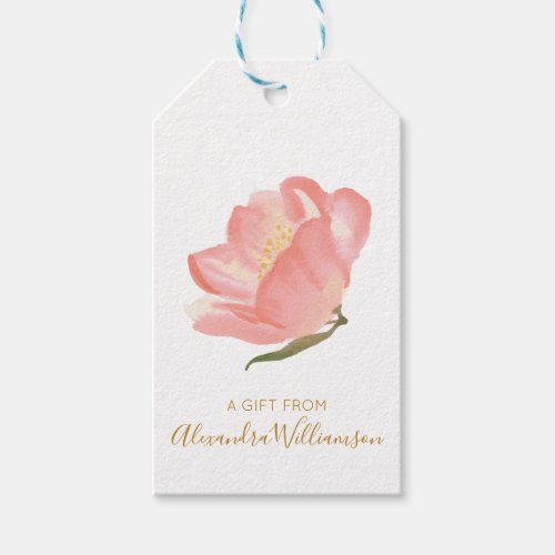 Watercolor Blush Flower Personalized A Gift From  Gift Tags