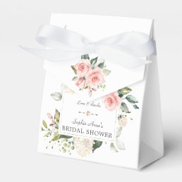 Watercolor Blush Flowers Gold Bridal Tea Party  Favor Boxes