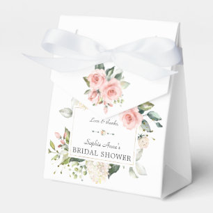 Watercolor Blush Flowers Gold Bridal Tea Party Favor Boxes