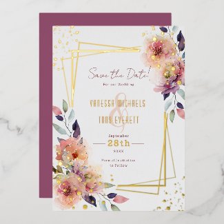 Watercolor Blush Flowers Wedding Save the Date