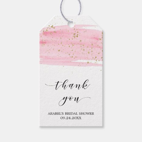 Watercolor Blush &amp; Gold Bridal Shower Thank You Gift Tags