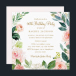 Watercolor Blush Gold Floral 90th Birthday Invite<br><div class="desc">More modern floral Birthday Invitations in the Little Bayleigh Store!</div>