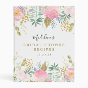 Watercolor Blush Gold Floral Recipe Binder