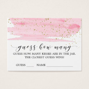 Watercolor Blush & Gold Guess How Many Kisses Card