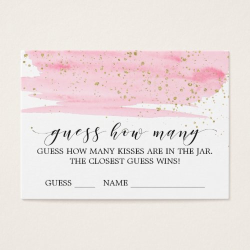 Watercolor Blush  Gold Guess How Many Kisses Card