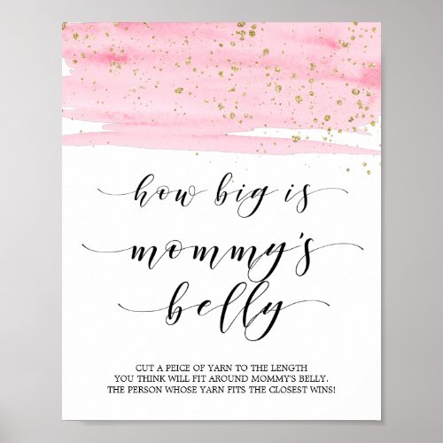 Watercolor Blush  Gold Mommys Belly Baby Shower  Poster
