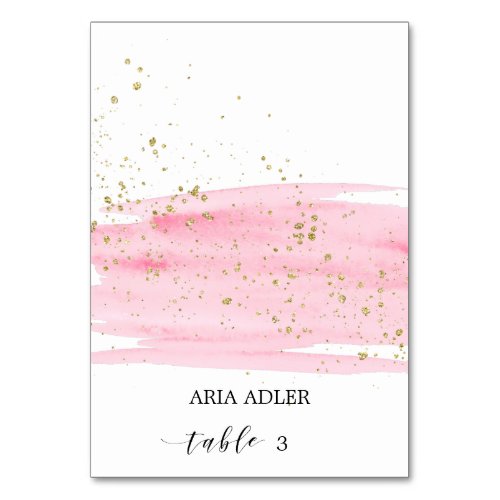 Watercolor Blush  Gold Wedding Escort Place Cards