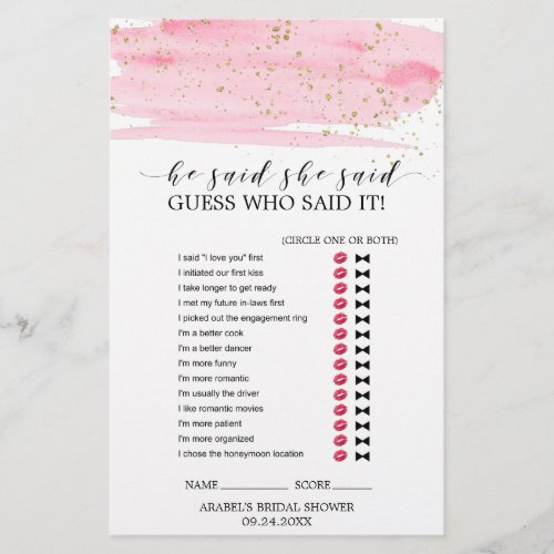 Watercolor Blush  Gold Wedding Word Search Game