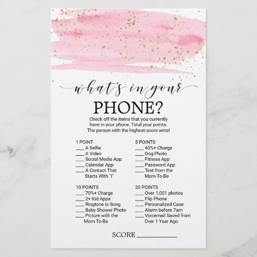 Watercolor Blush  Gold Whats In Your Phone Game