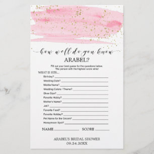 Watercolor Blush & Gold What's In Your Purse Game