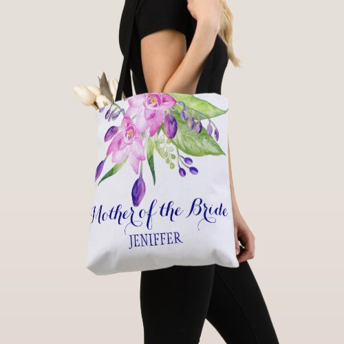 Watercolor blush navy mother of the bride favor tote bag