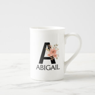 Watercolor Blush Pastel Pink Monogram with Name Bone China Mug