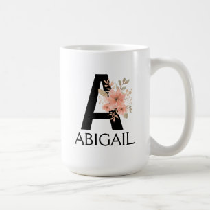 Watercolor Blush Pastel Pink Monogram with Name Coffee Mug