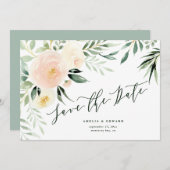Watercolor blush peach floral & foliage Wedding (Front/Back)