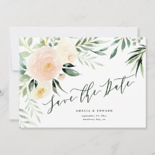 Watercolor blush peach floral & foliage Wedding