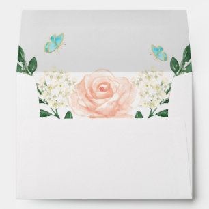 Watercolor Blush Peach Floral for 5x7 Invitation Envelope