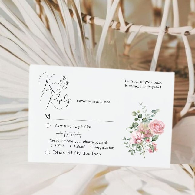 Watercolor Blush Peony Wedding RSVP Card (Creator Uploaded)